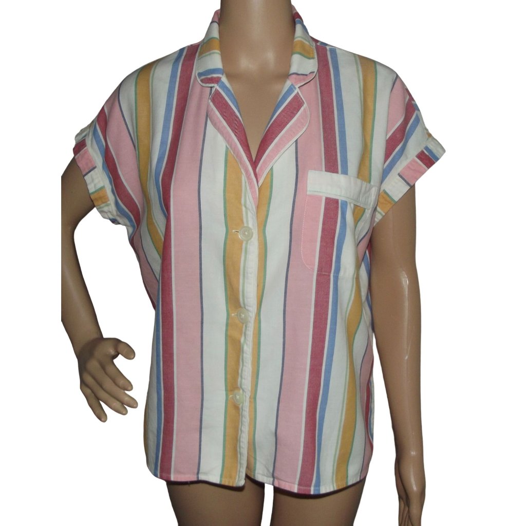 Madewell Button Down Pajama Top Womens Small Striped Lonnie Lounge Shirt
